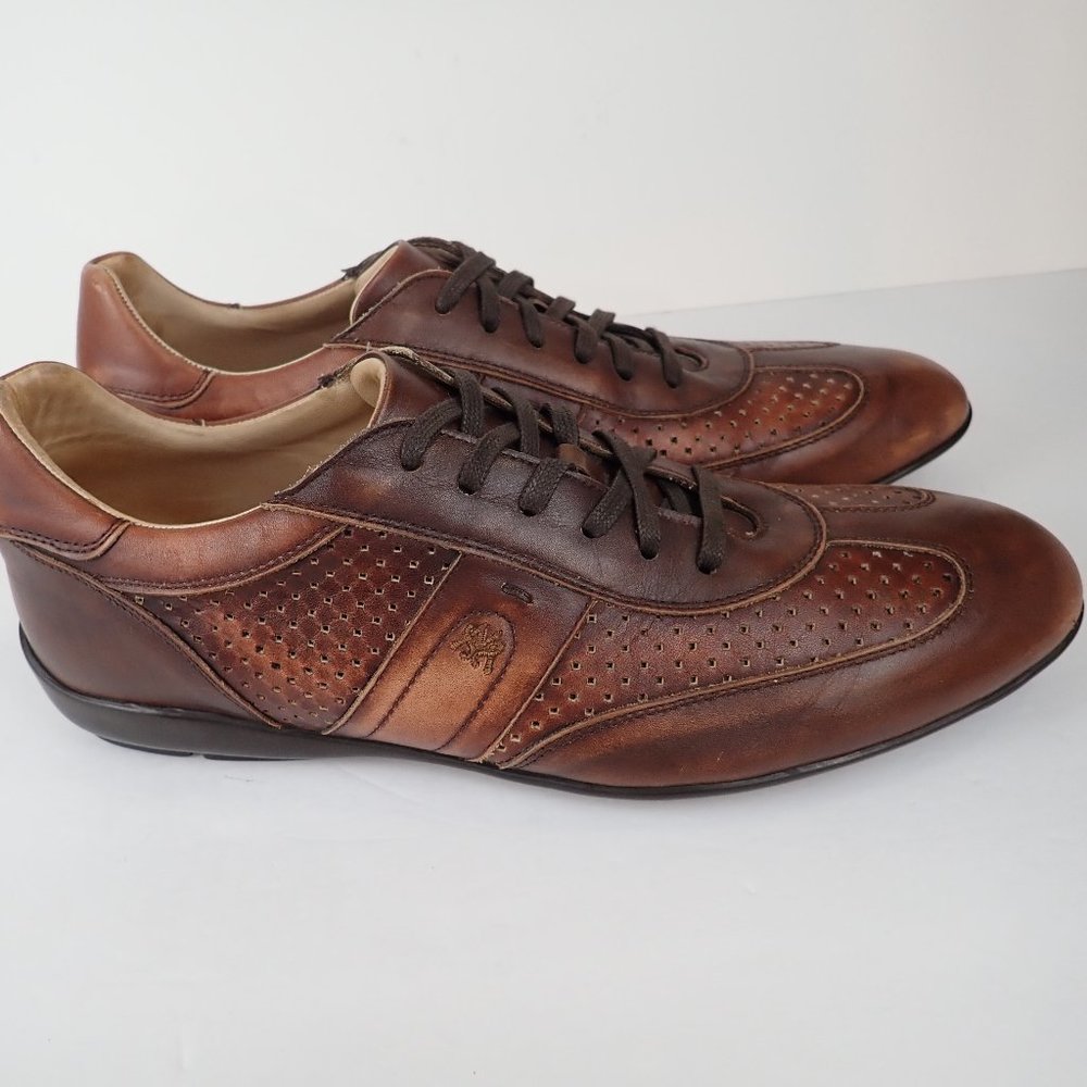 Mezlan Dress Sneaker Leather Shoe Mens 9.5 M Brown Perforated Made in Spain - Picture 8 of 13